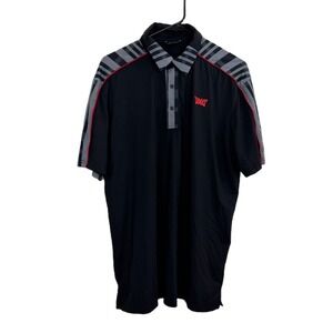 PXG Parsons Extreme Golf Polo Shirt Mens S Black Plaid Performance Preppy Snap